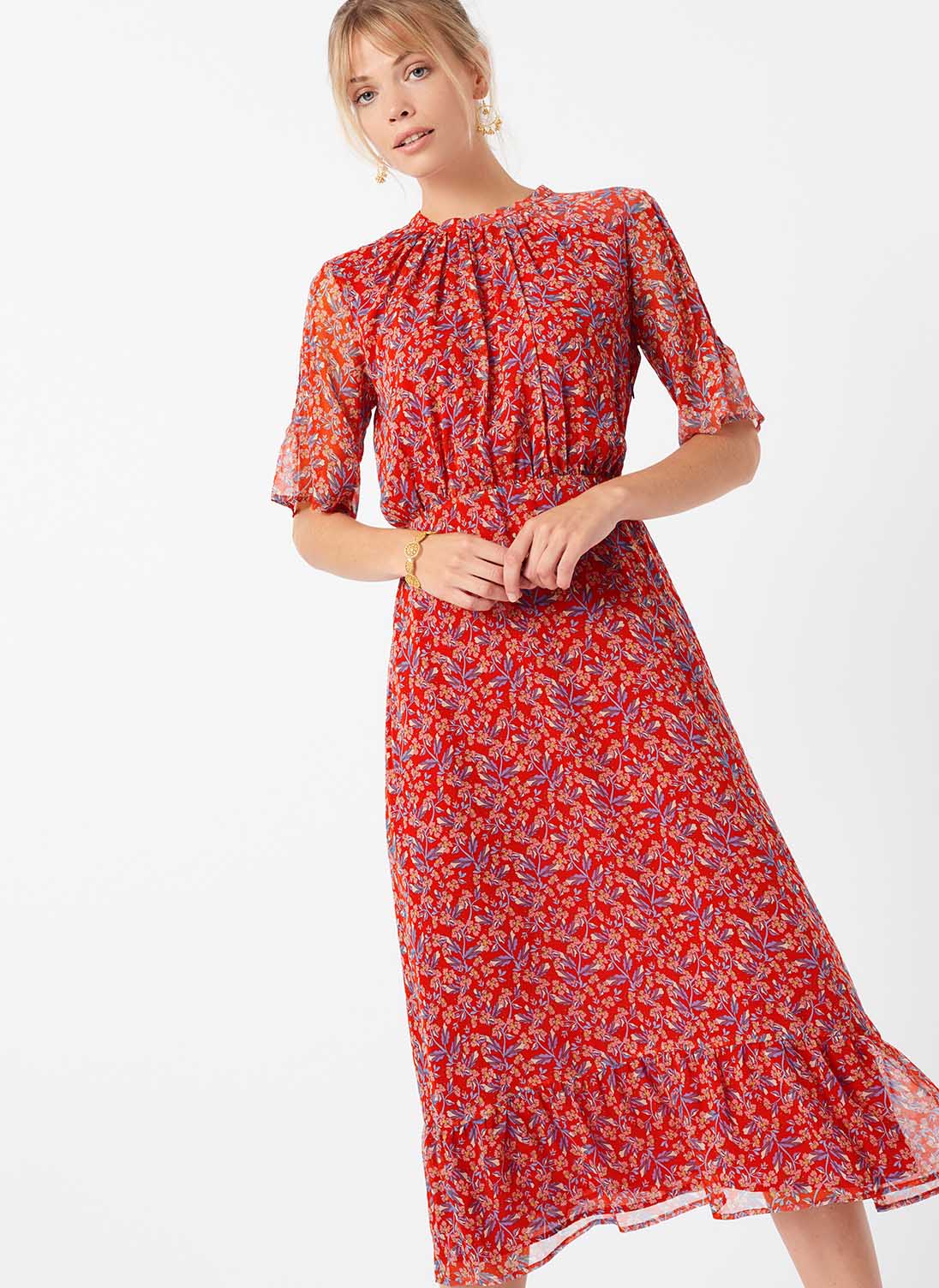 Liberty Print Silk Chiffon Dress Poppy floral