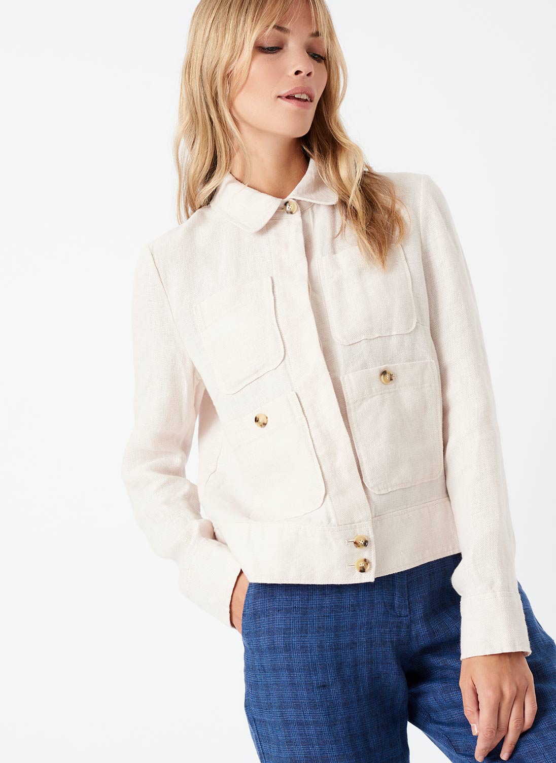 Textured Linen Jacket Swan