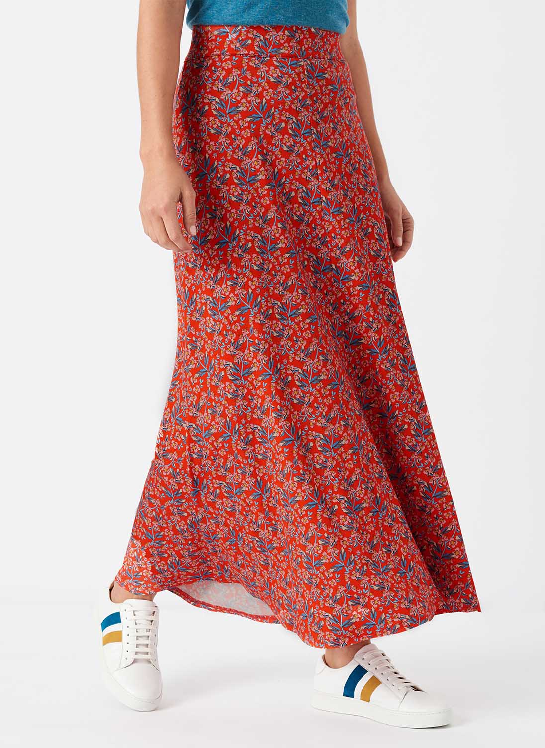Liberty Print Maxi Jersey Skirt Poppy floral