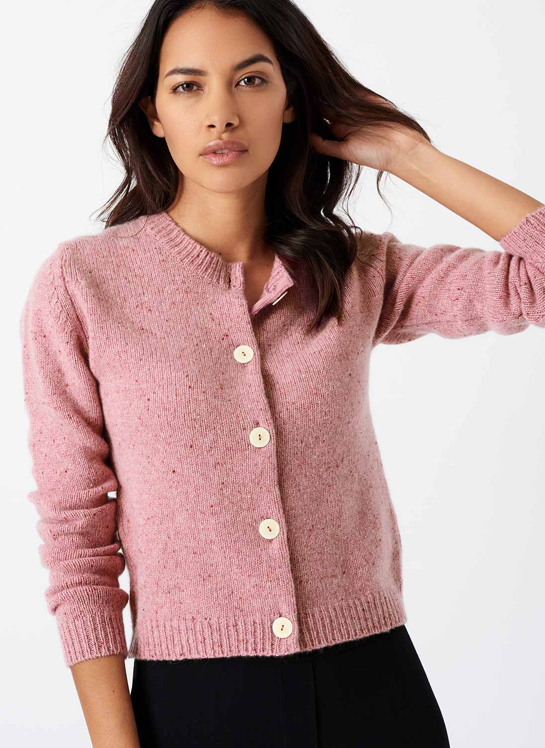 Cashmere Donegal Cardigan Rose
