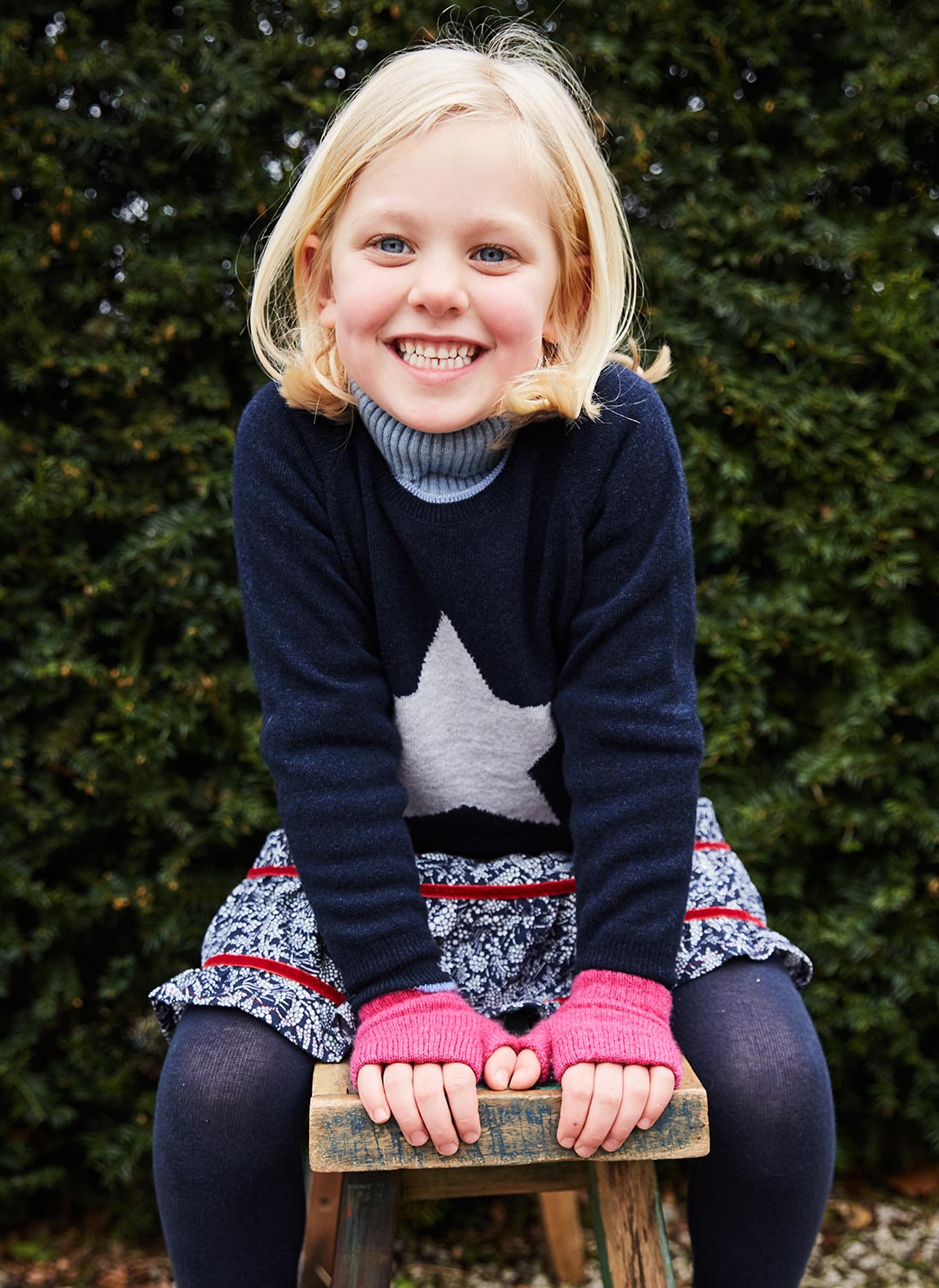 Cashmere Star Jumper French Navy & Pearl
