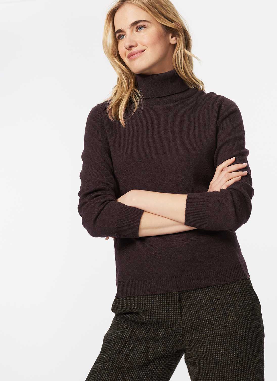 Cashmere Classic Polo Neck Bitter chocolate