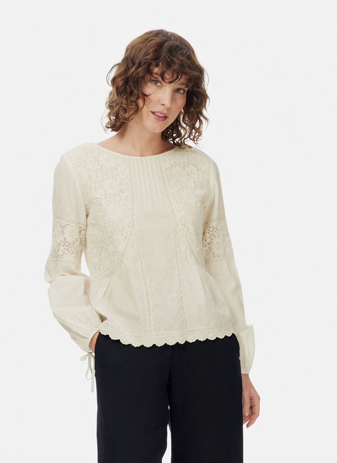 Textured Lace Blouse Ivory