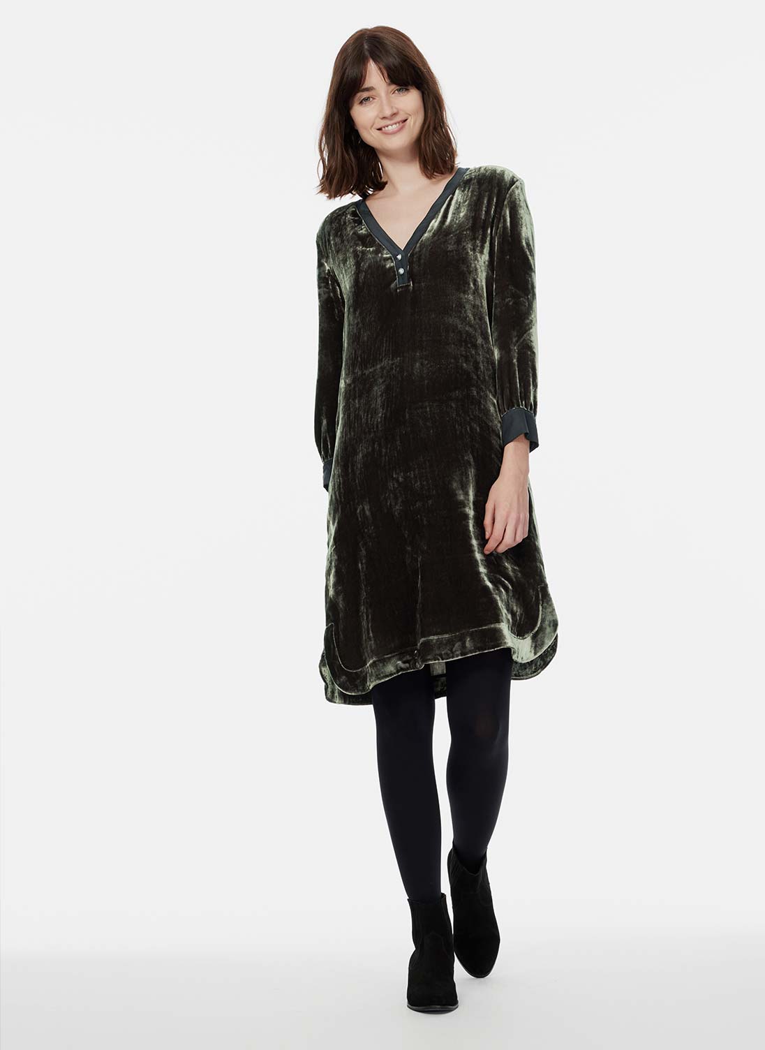 Silk Velvet Tunic Dress Otter