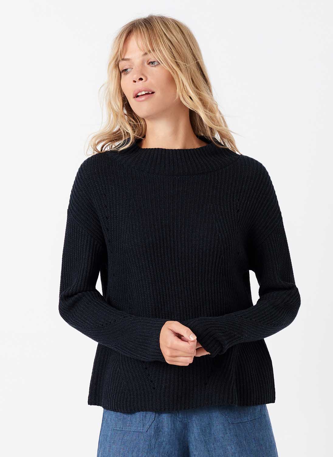 Cotton Knit Ribbed Jumper Shale