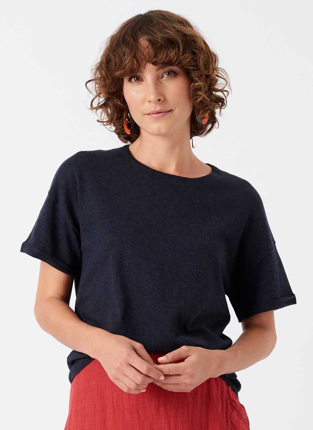Cotton Knit Slouchy T-Shirt Shale
