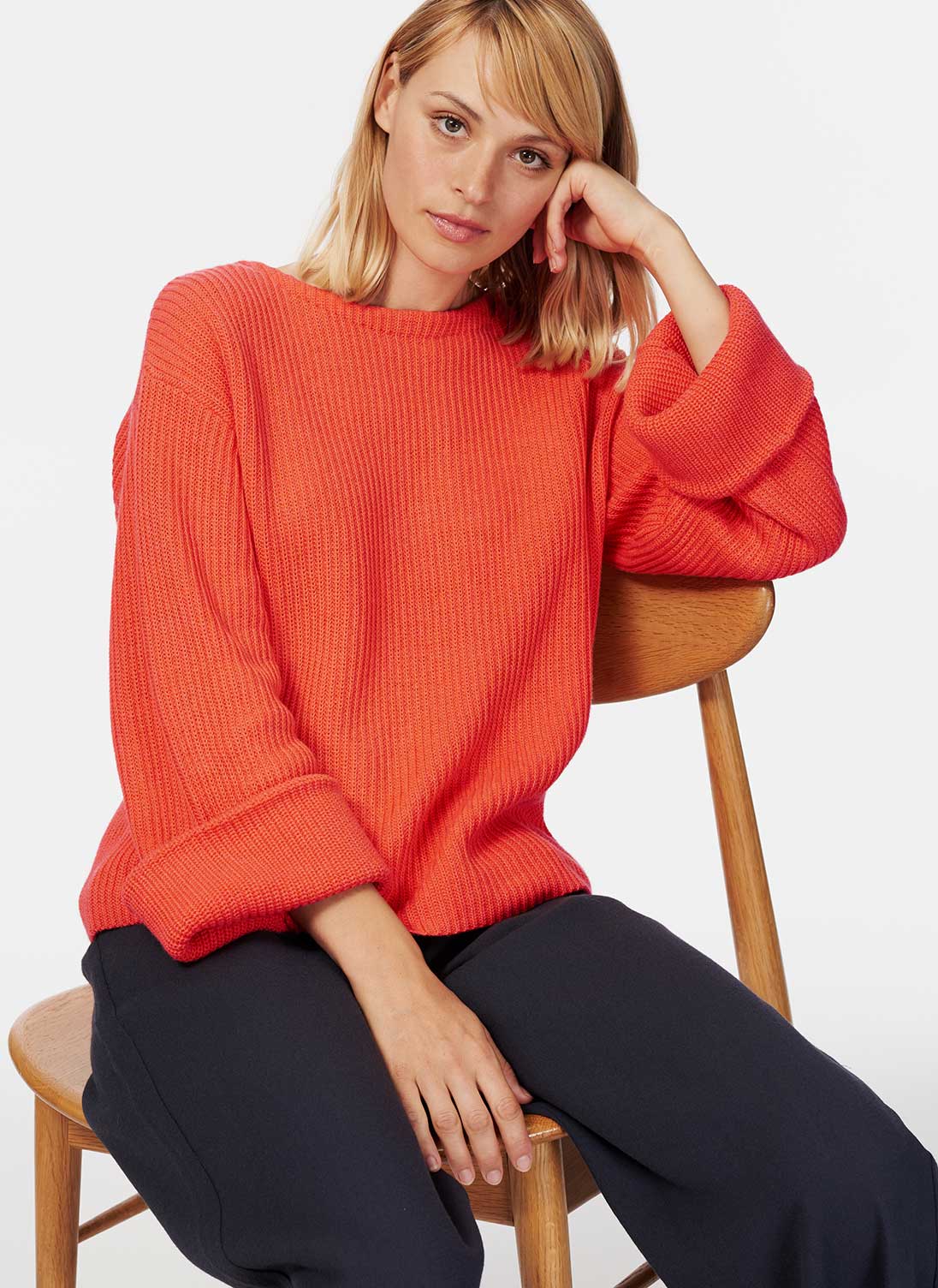 Cotton Knit Ribbed Jumper Clementine