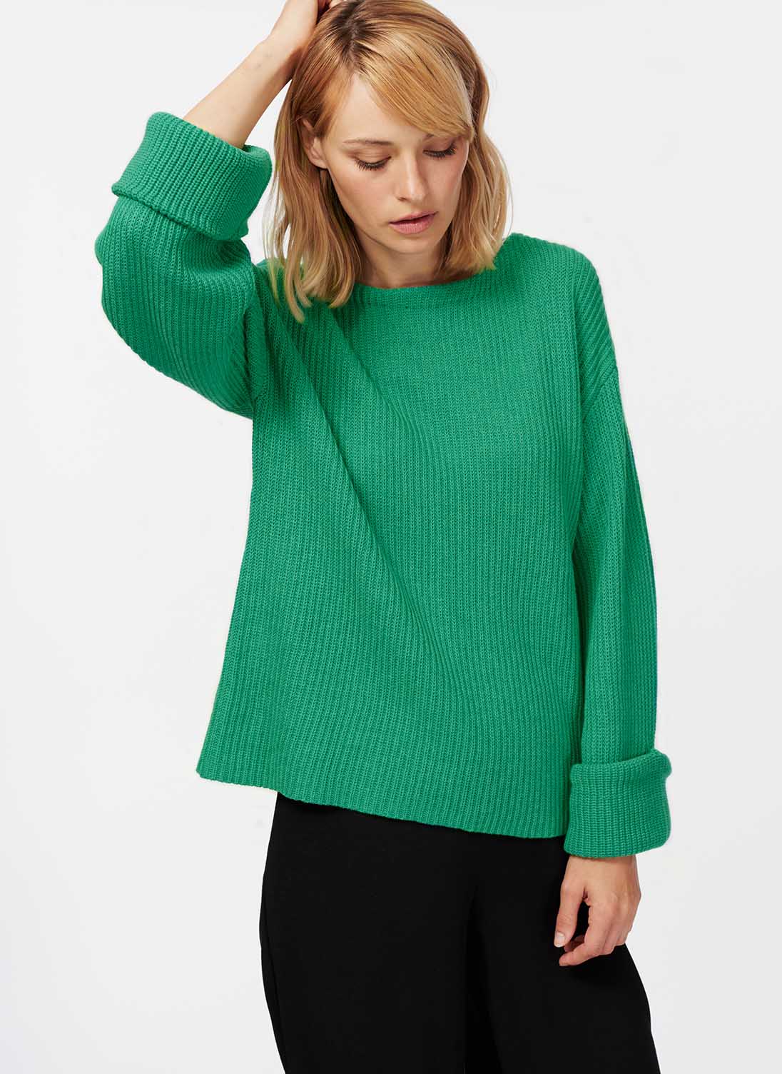 Cotton Knit Ribbed Jumper Spearmint