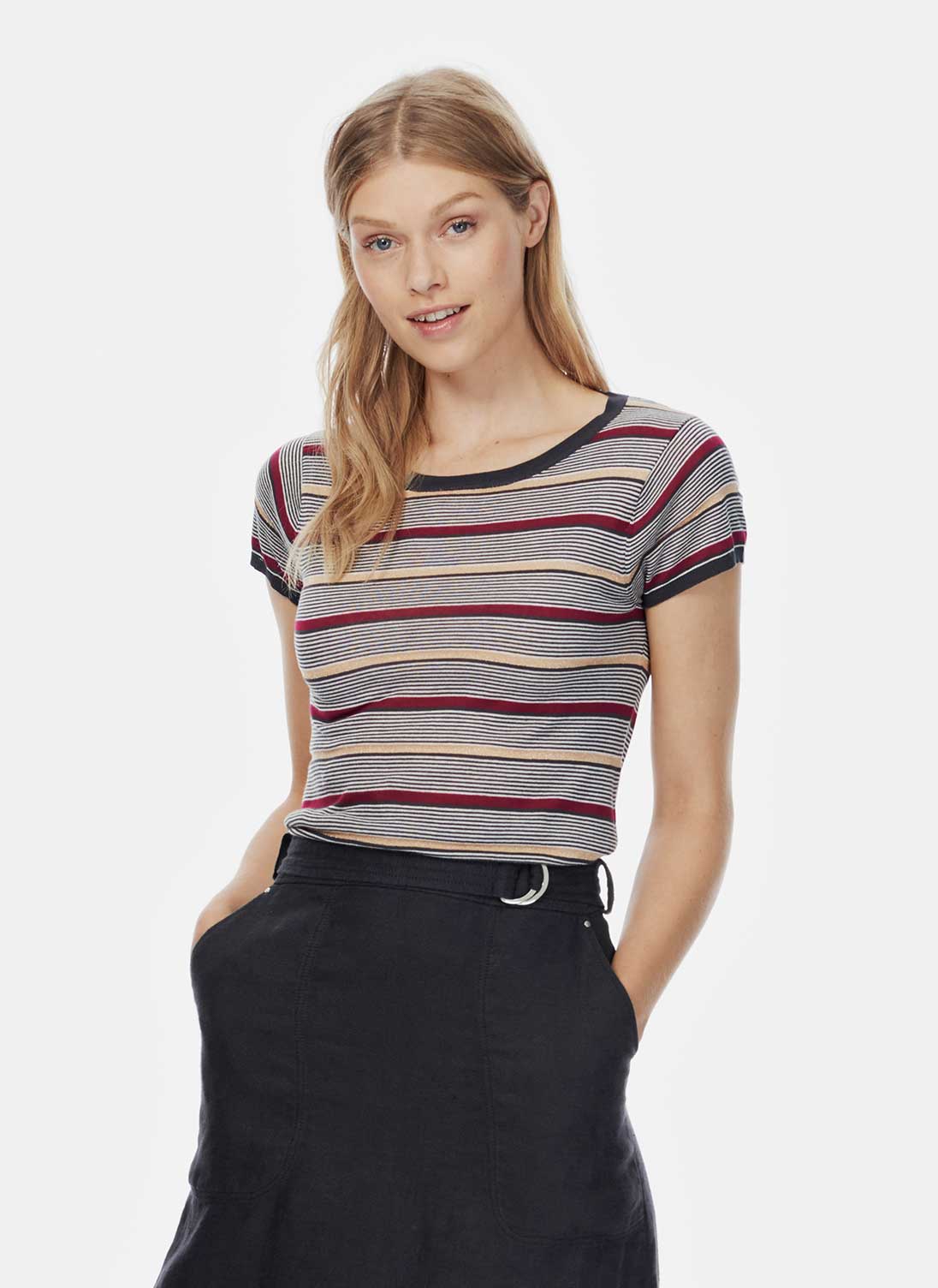 Cotton Metallic Stripe T-Shirt Shale stripe