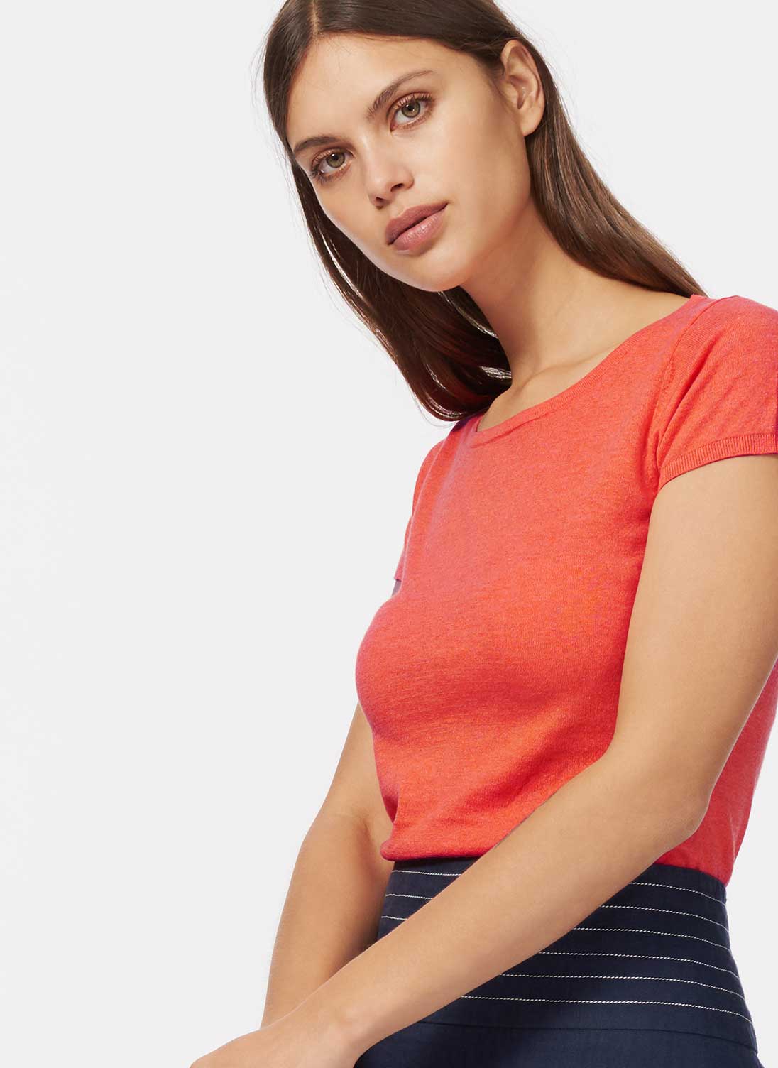 Cotton Knit T-Shirt Clementine