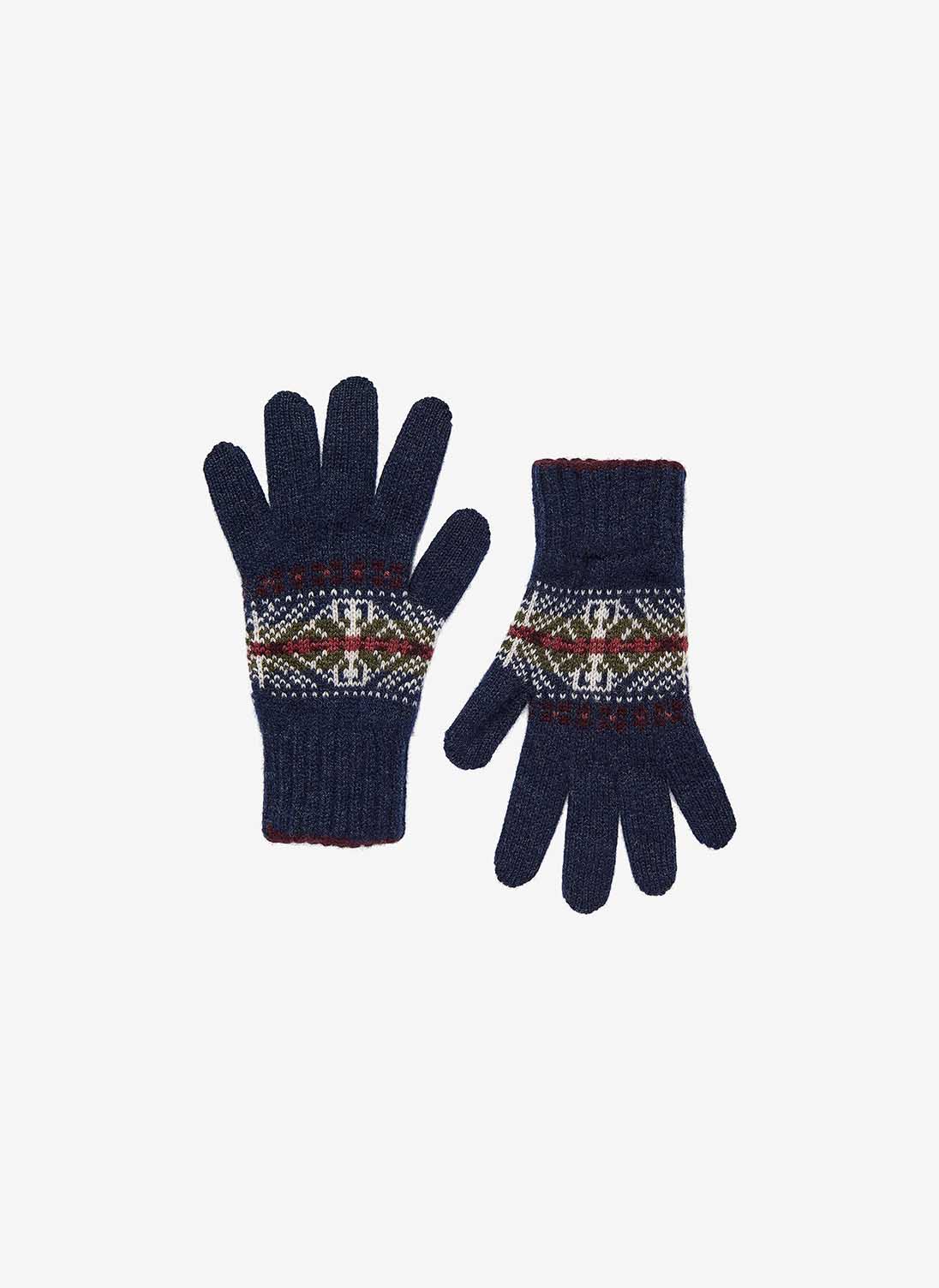Cashmere Fair Isle Gloves French Navy