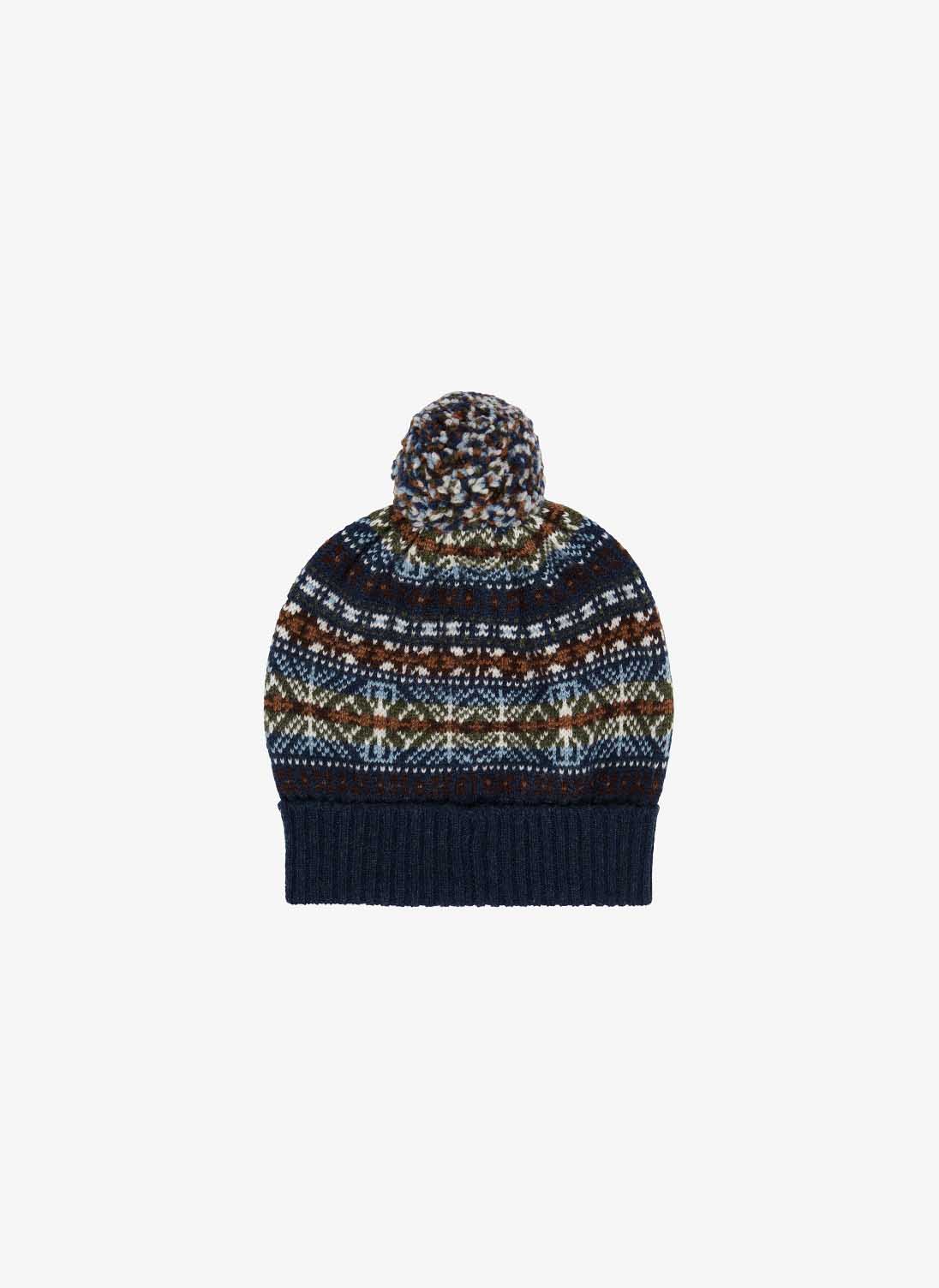 Cashmere Fair Isle Hat French Navy