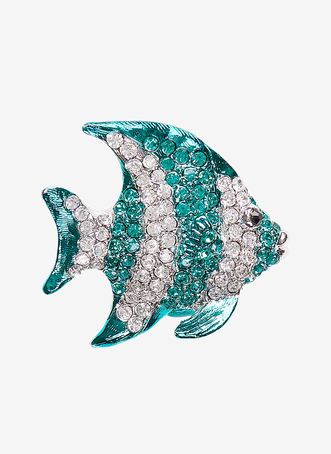 Diamante Fish Brooch Jade