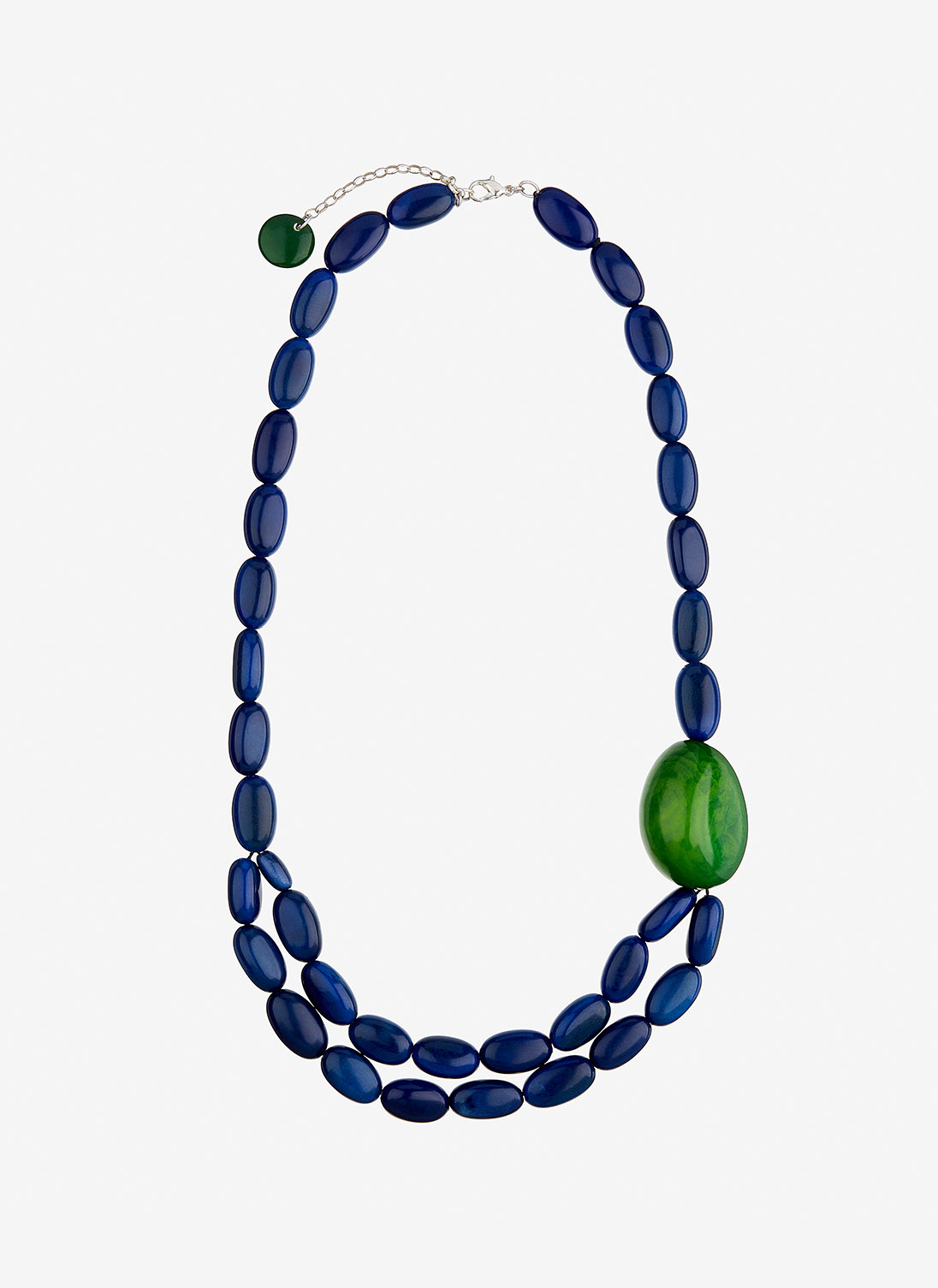Chunky Bead Necklace Sapphire & emerald