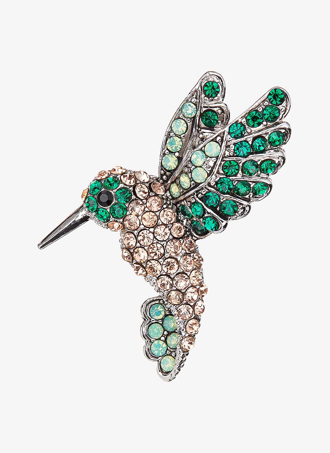 Diamante Hummingbird Brooch Emerald