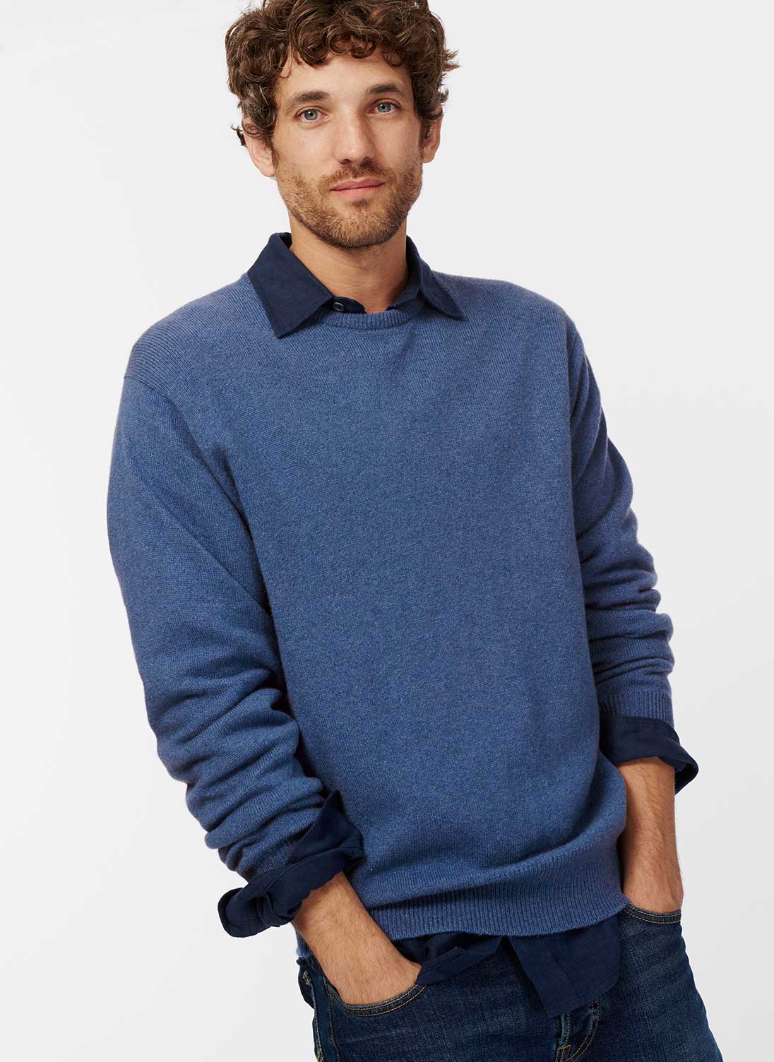 Cashmere Classic Round Neck Jumper Chambray