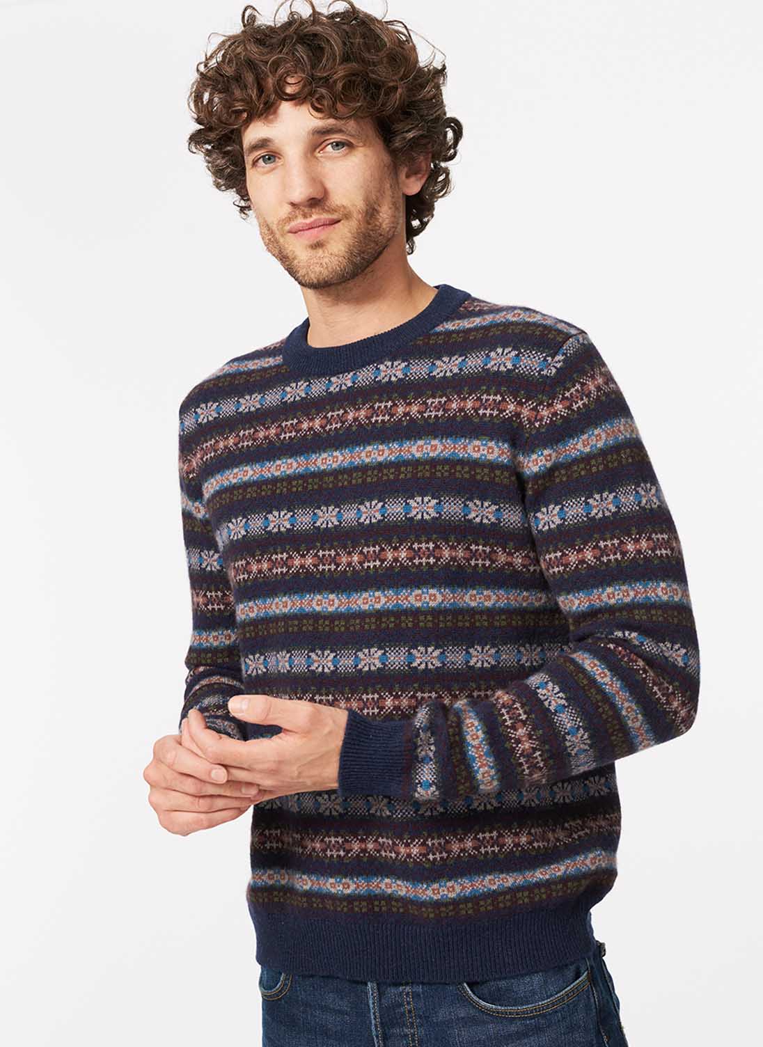 Cashmere Fair Isle Jumper French Navy