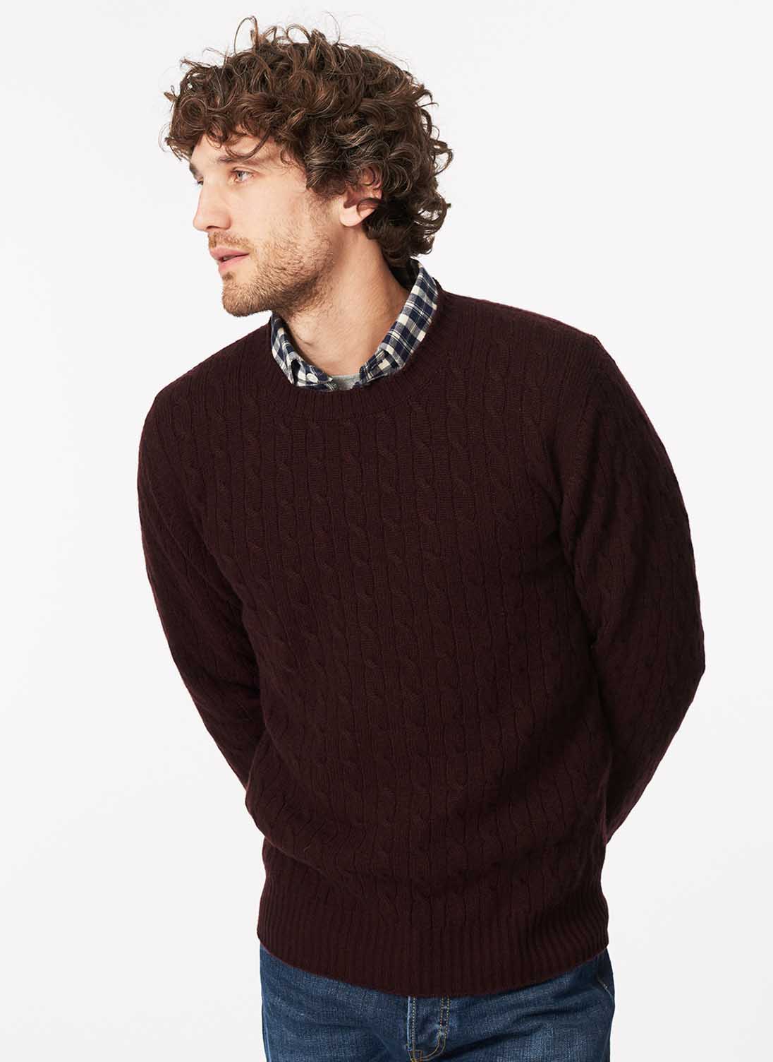 Cashmere Cable Knit Jumper Oxblood