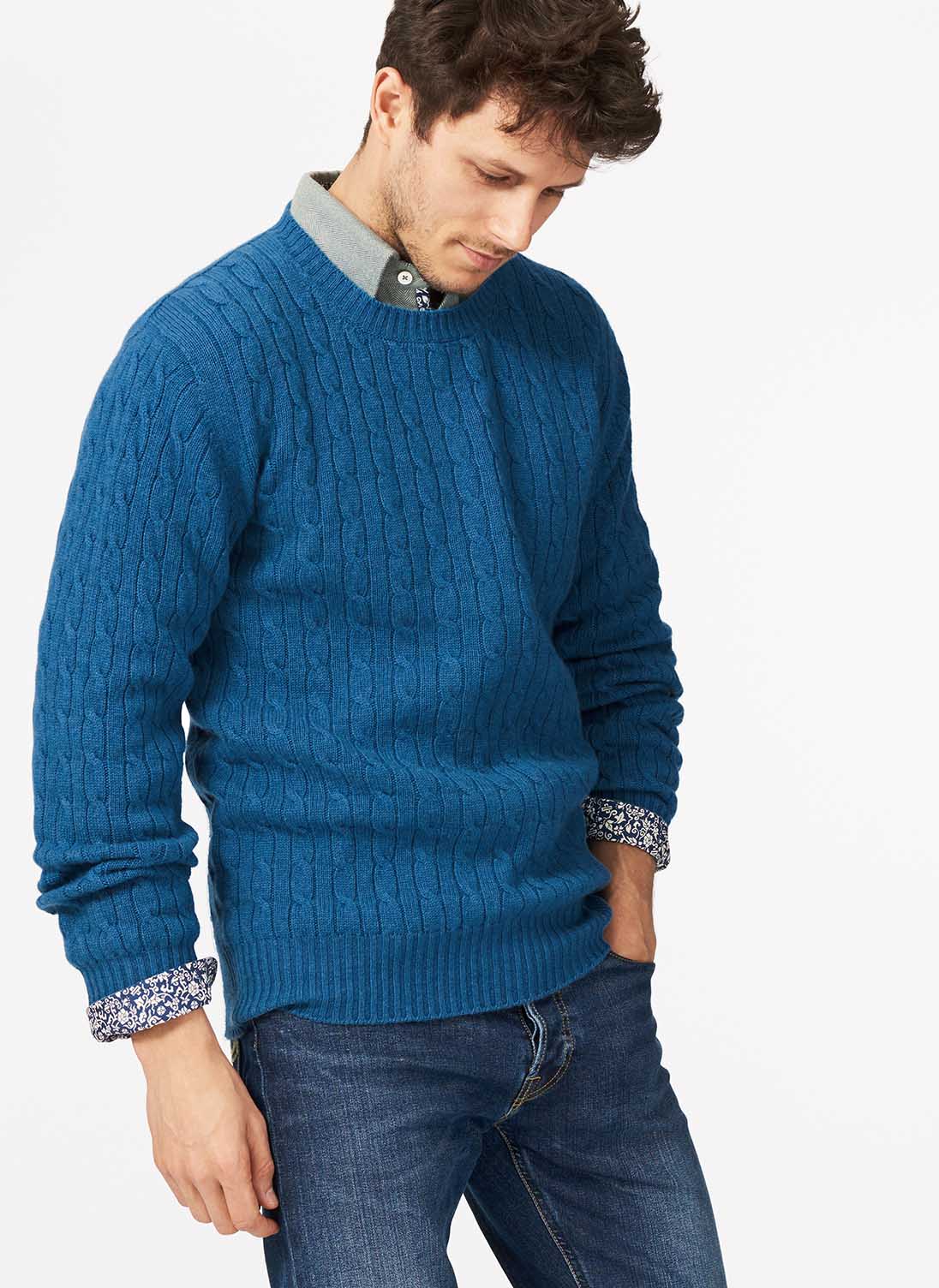 Cashmere Cable Knit Jumper Marine