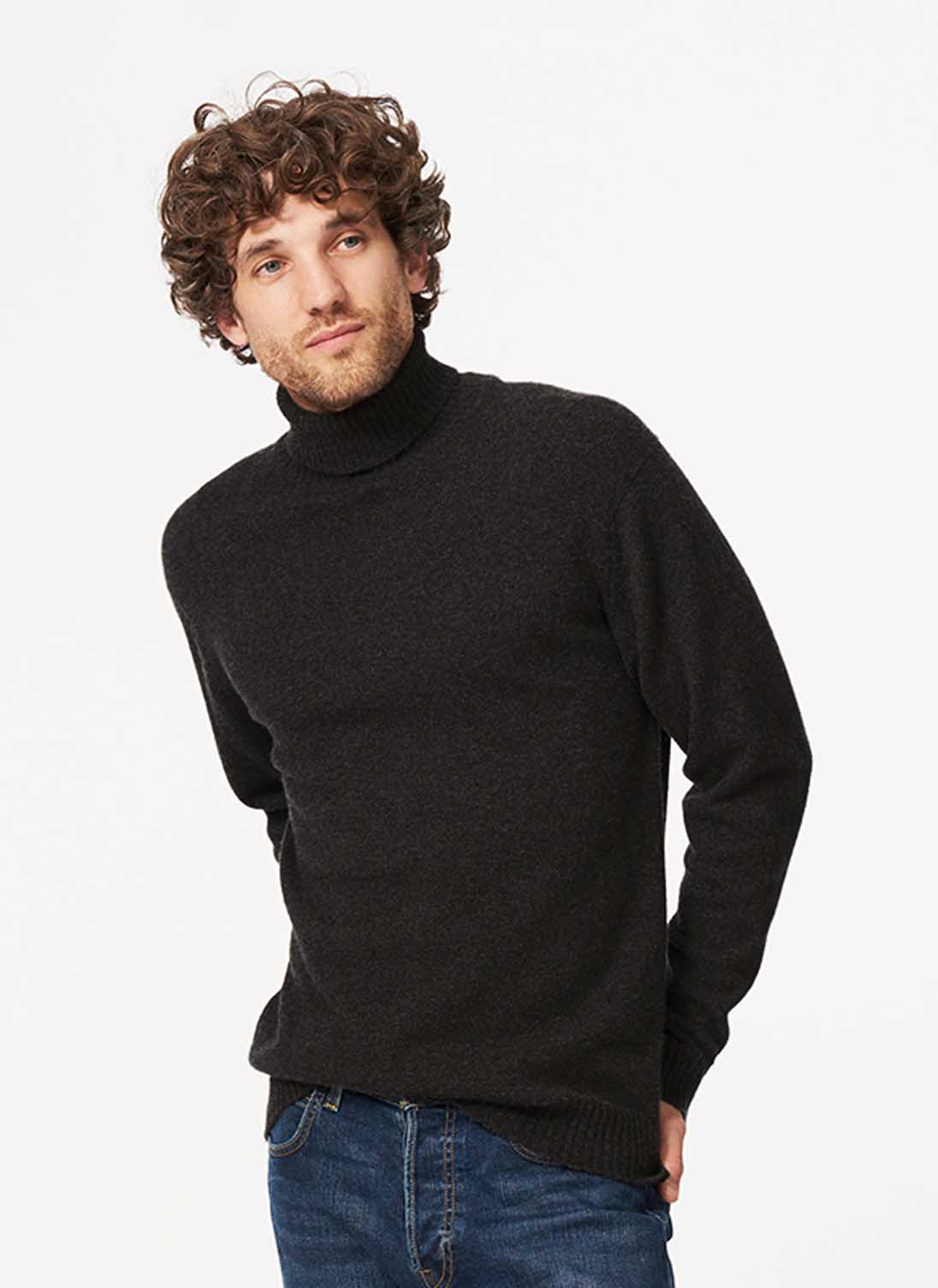Cashmere Polo Neck Charcoal