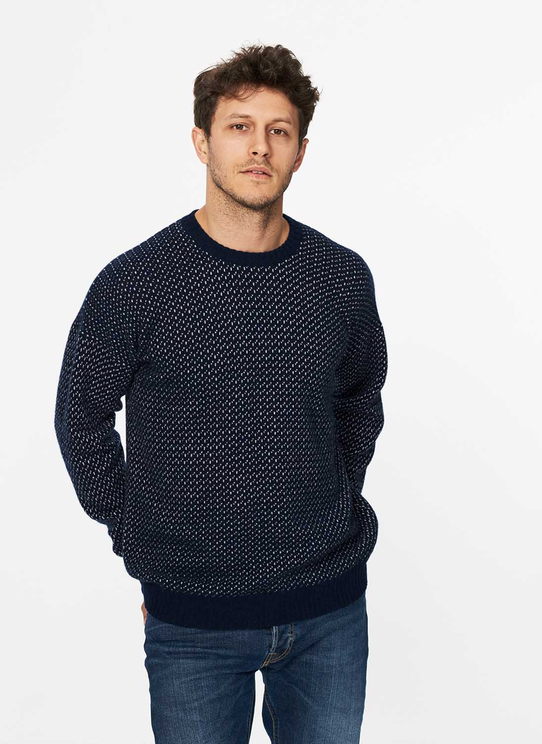 Cashmere Nordic Jumper French navy & swan
