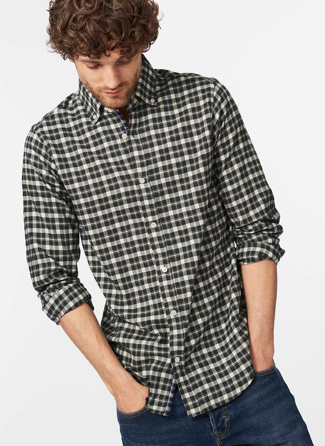 Checked Brushed Cotton Shirt Forest & Swan