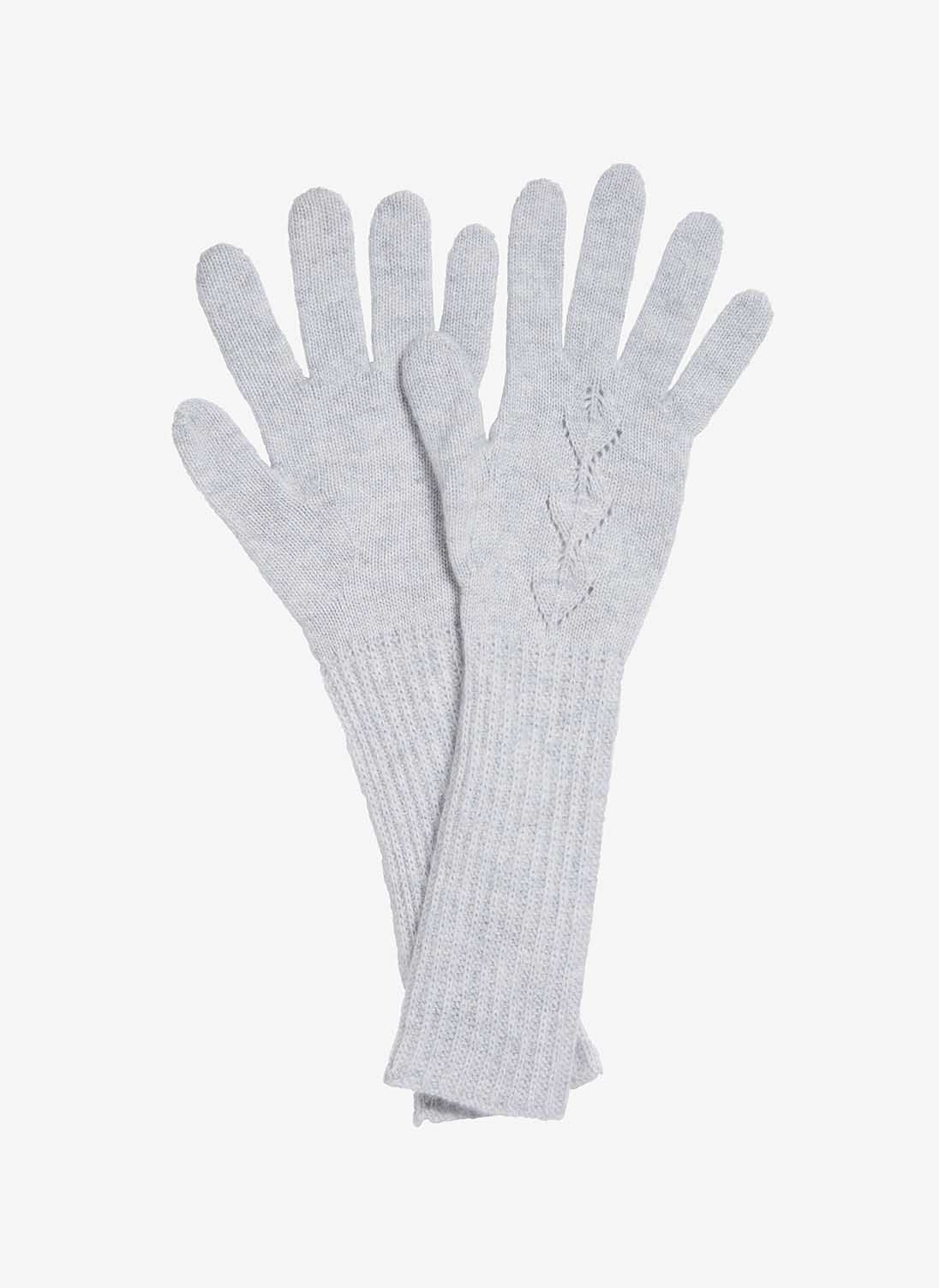 Cashmere Long Pointelle Gloves Pearl
