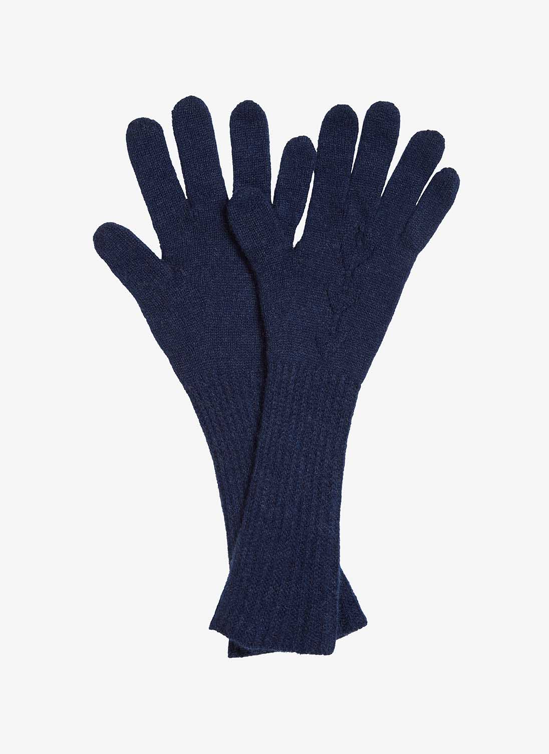 Cashmere Pointelle Gloves French Navy