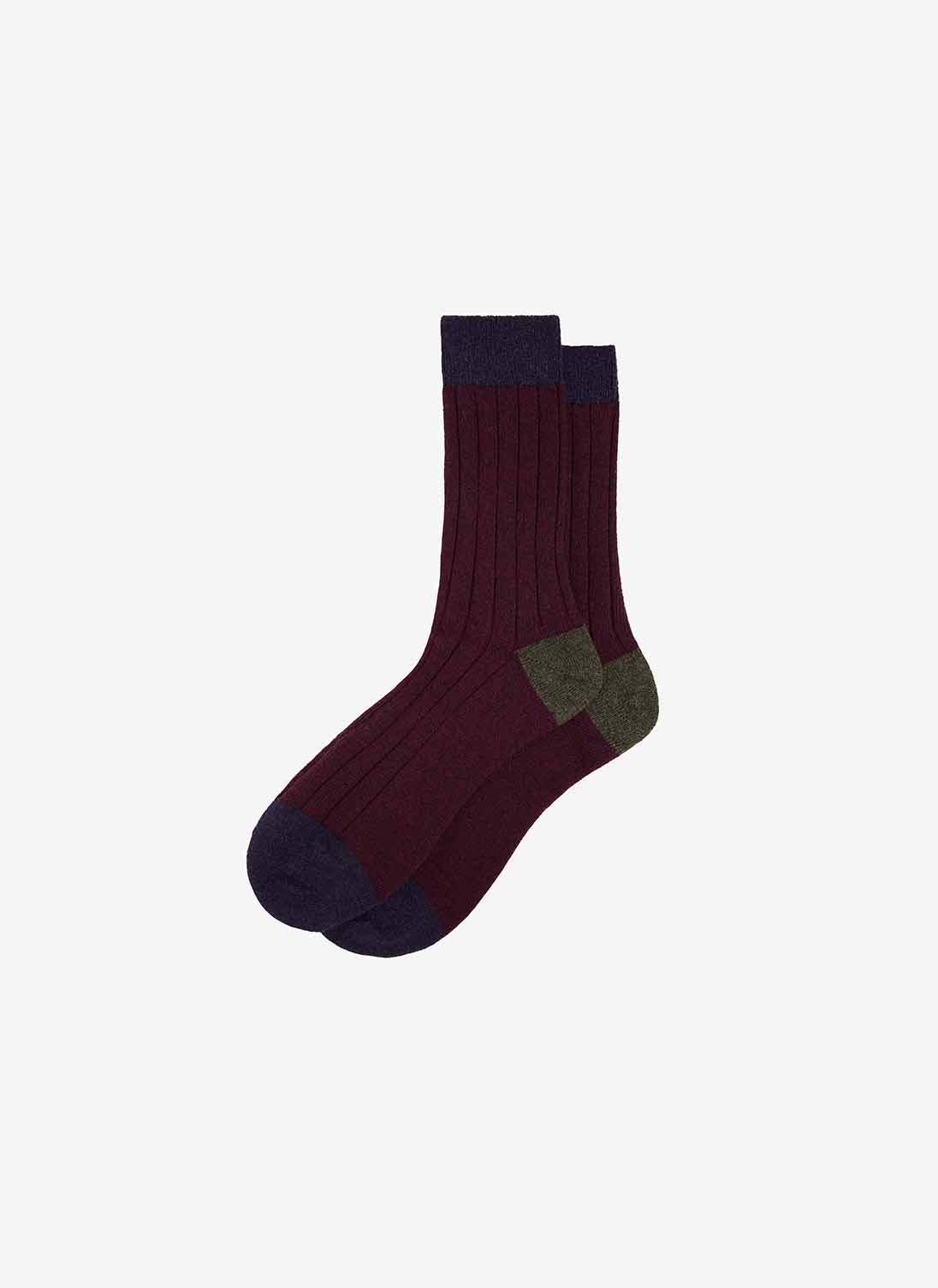 Men's Cashmere Patch Socks Oxblood