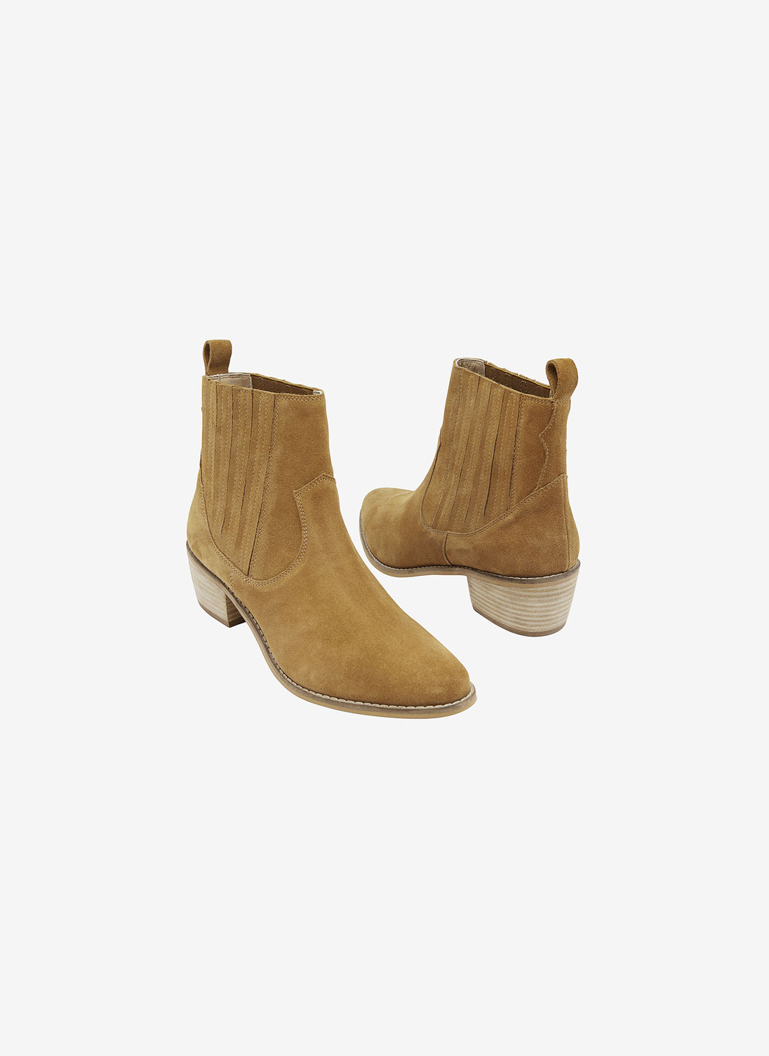 Suede Cowboy Ankle Boots Sand