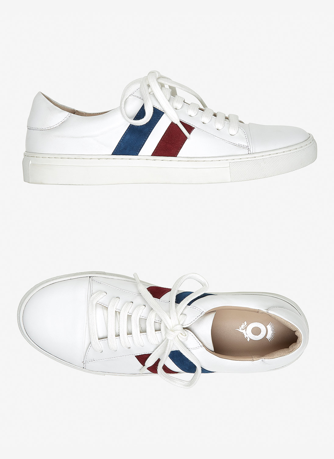 Leather & Suede Stripe Gym Shoes White