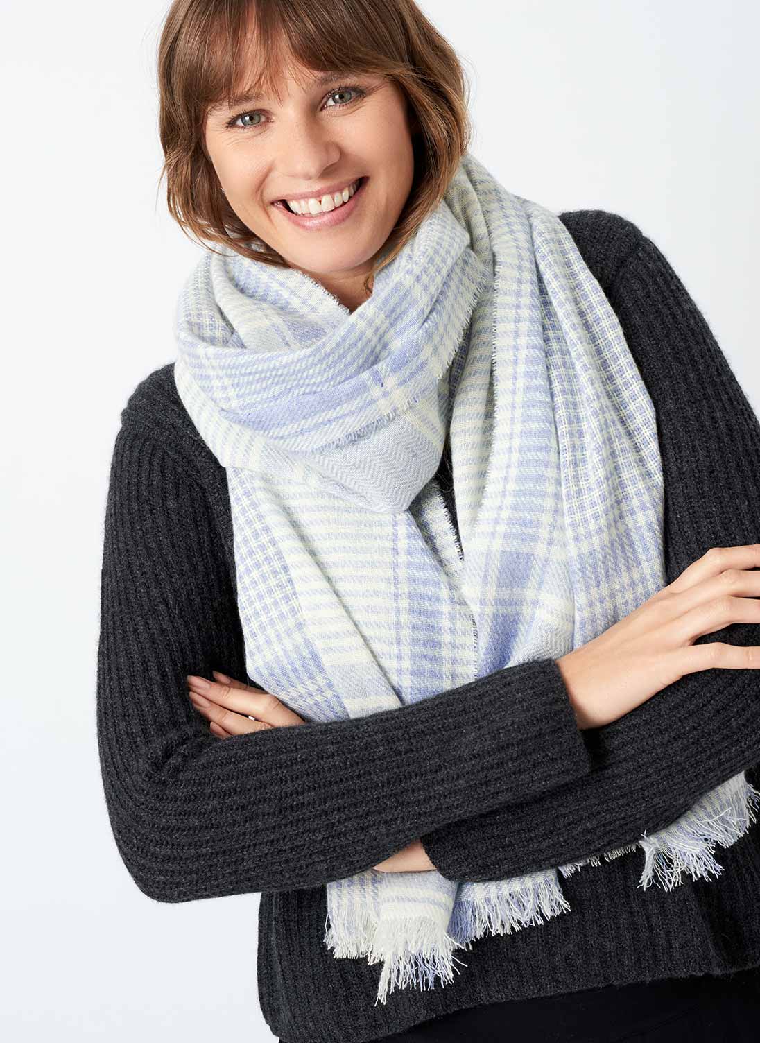 Cashmere Houndstooth Stole Periwinkle