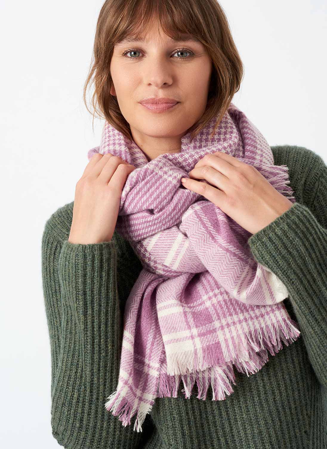 Cashmere Houndstooth Stole Rose