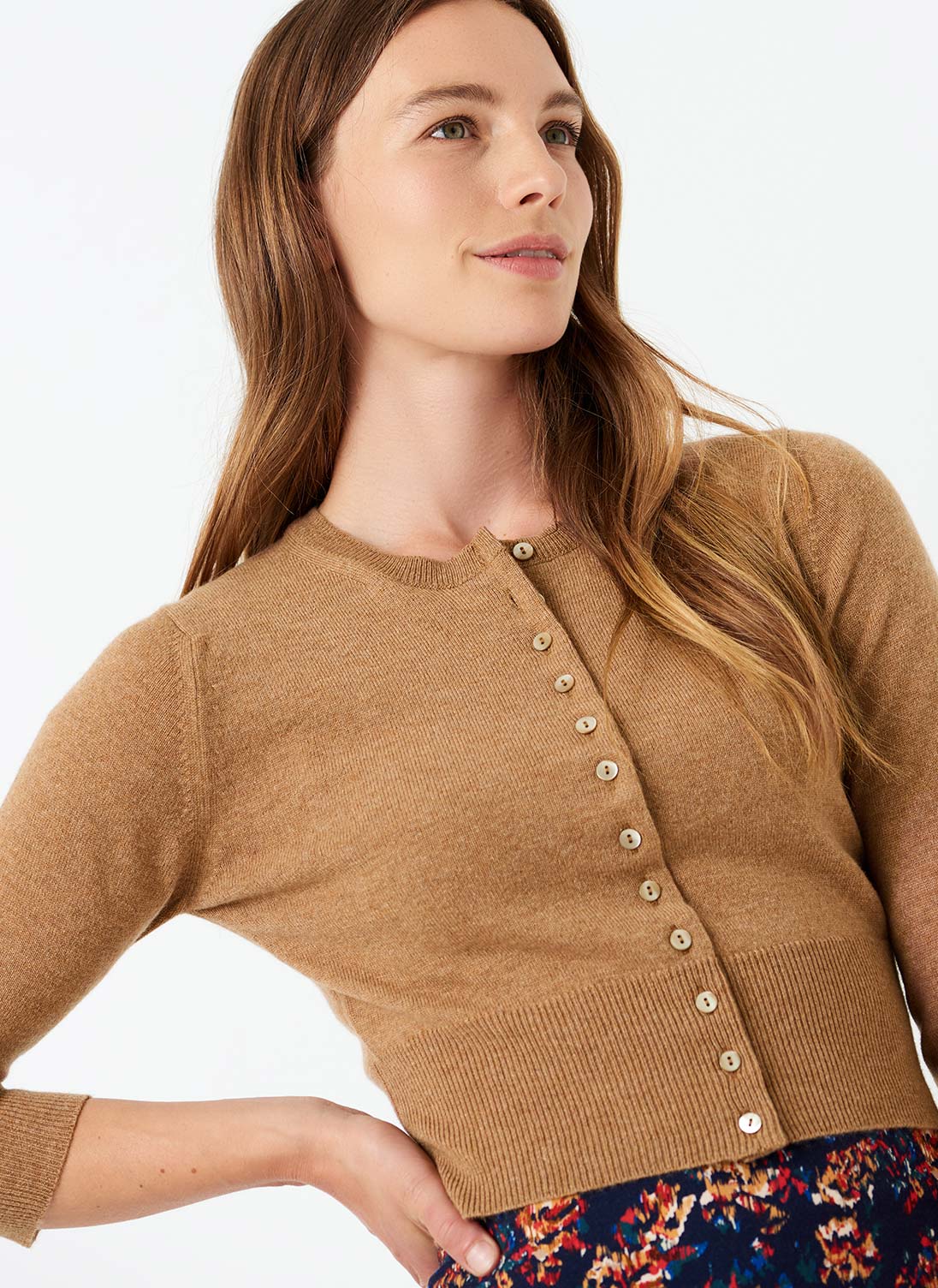 Cashmere Cropped Cardigan Sand