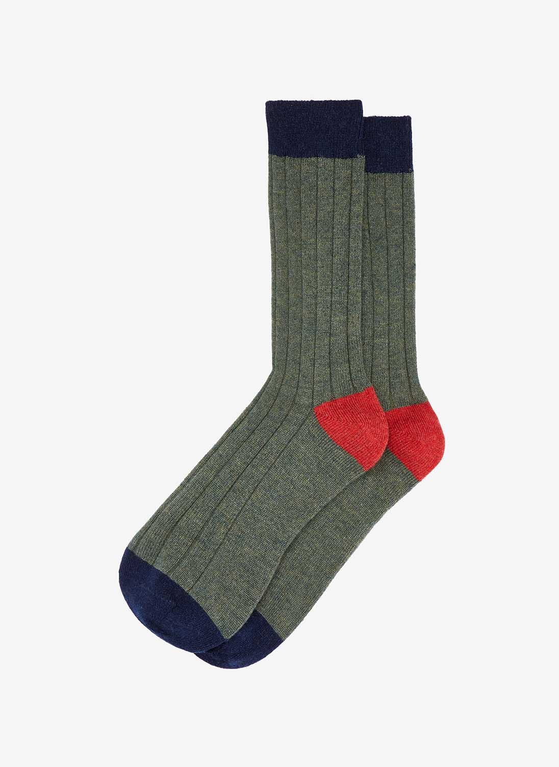 Men's Cashmere Patch Socks Olive