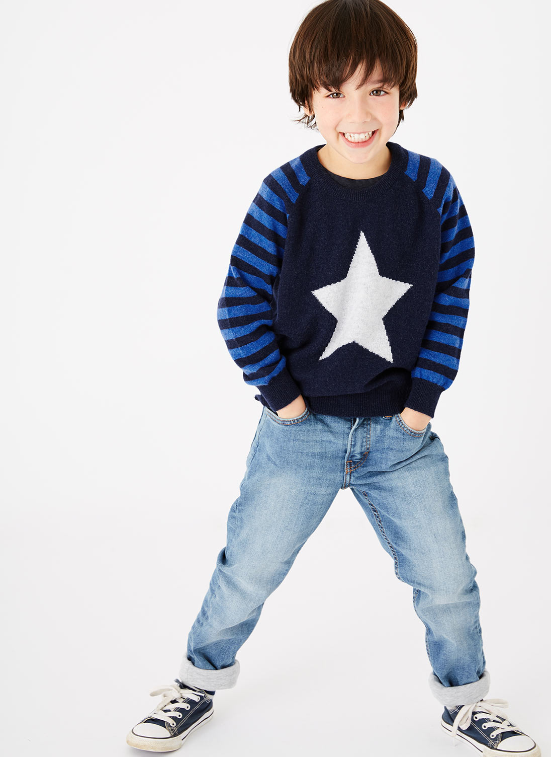 Cashmere Star Jumper French Navy