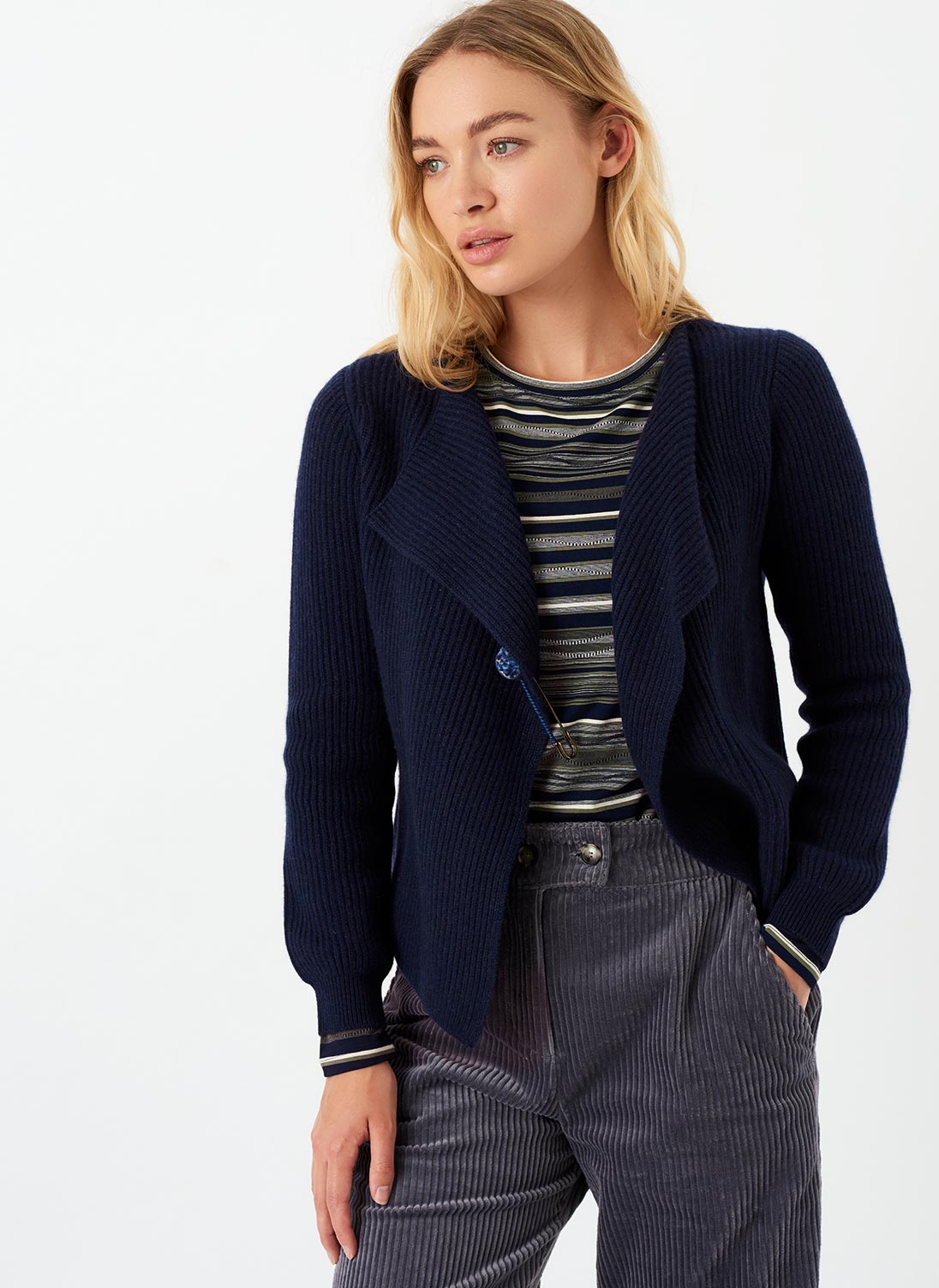 Cashmere Ribbed Jacket French Navy