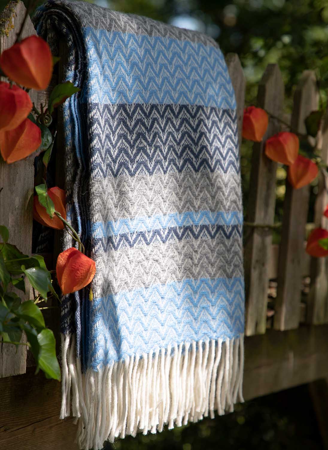 Herringbone Weave Wool Rug Sky stripe