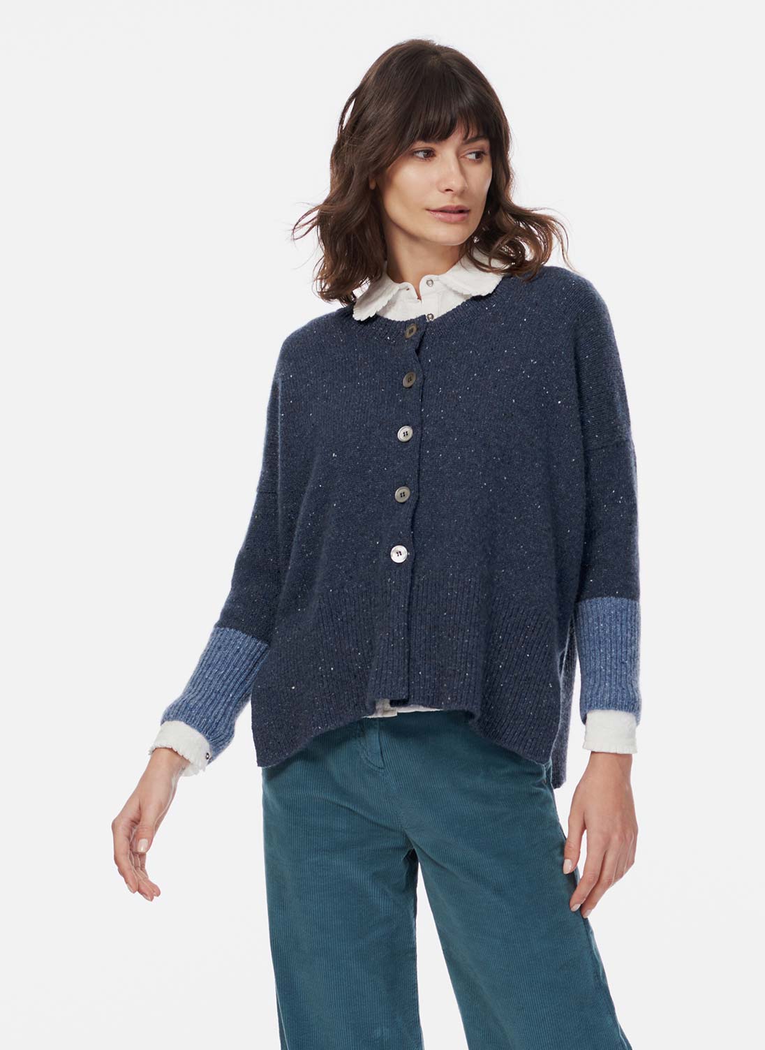 Cashmere Donegal Slouchy Cardigan Dusk