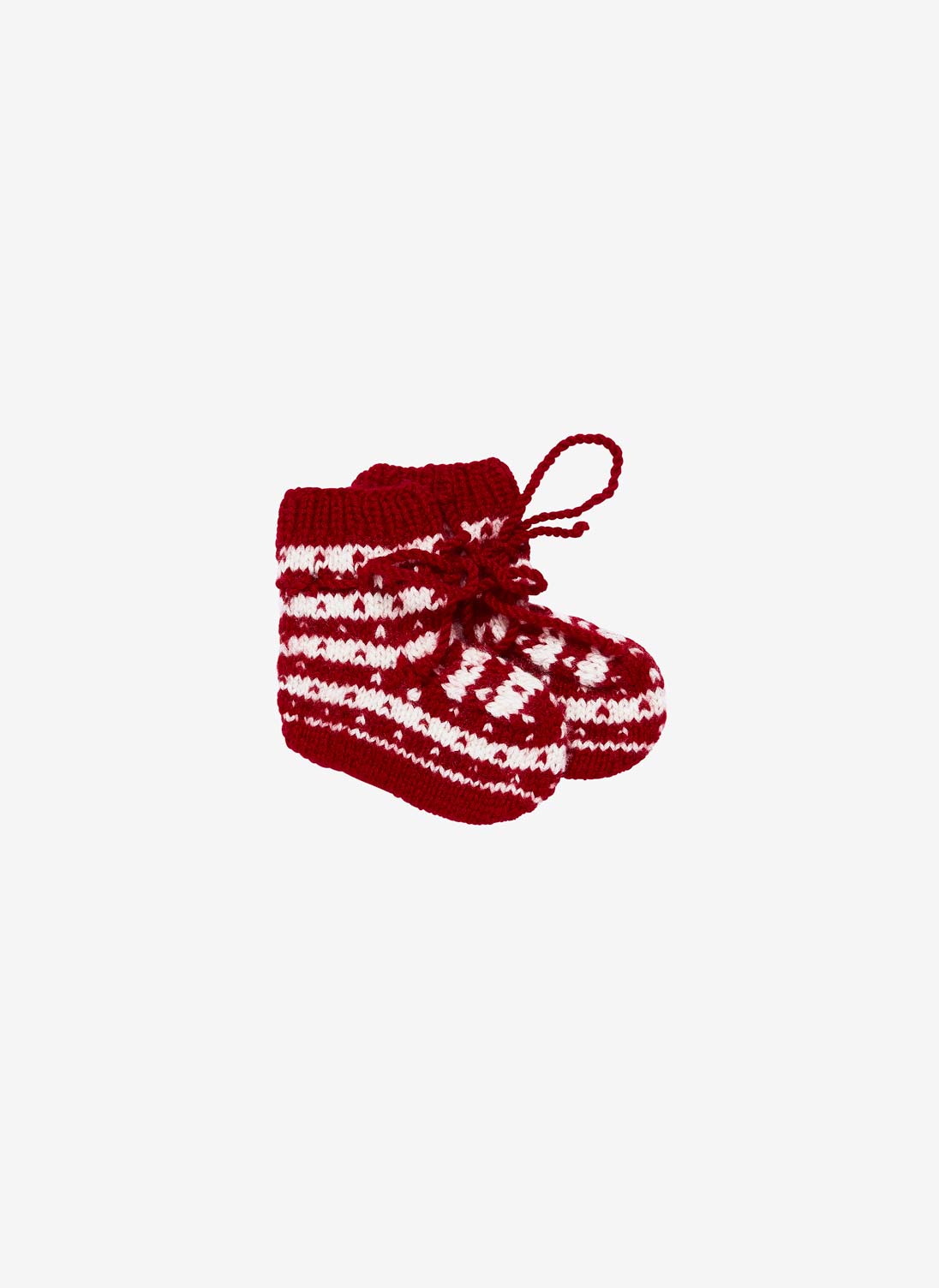 Cashmere Hand Knit Stripy Bootees Redcurrant