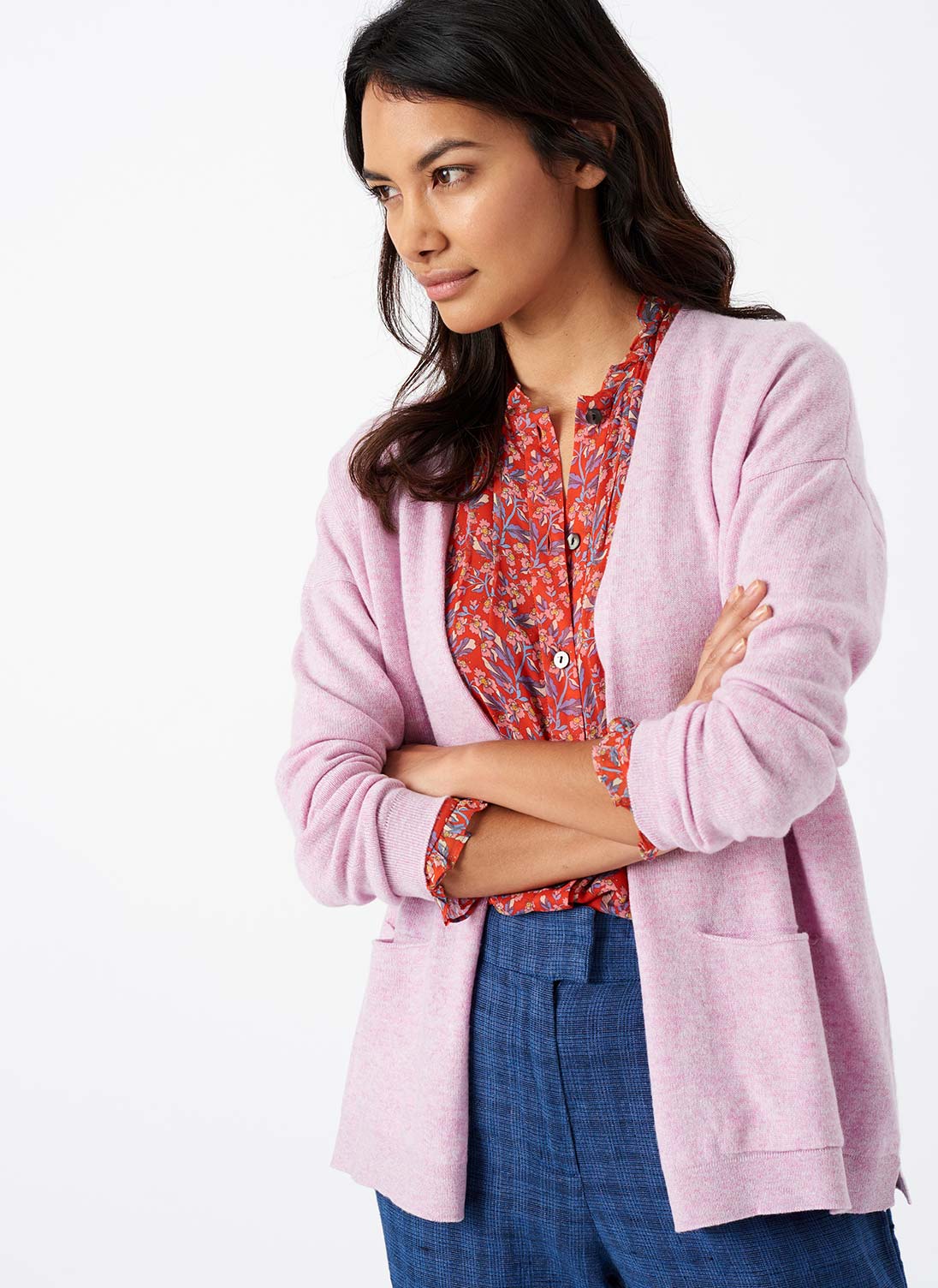 Cashmere Slouchy Cardigan Orchid