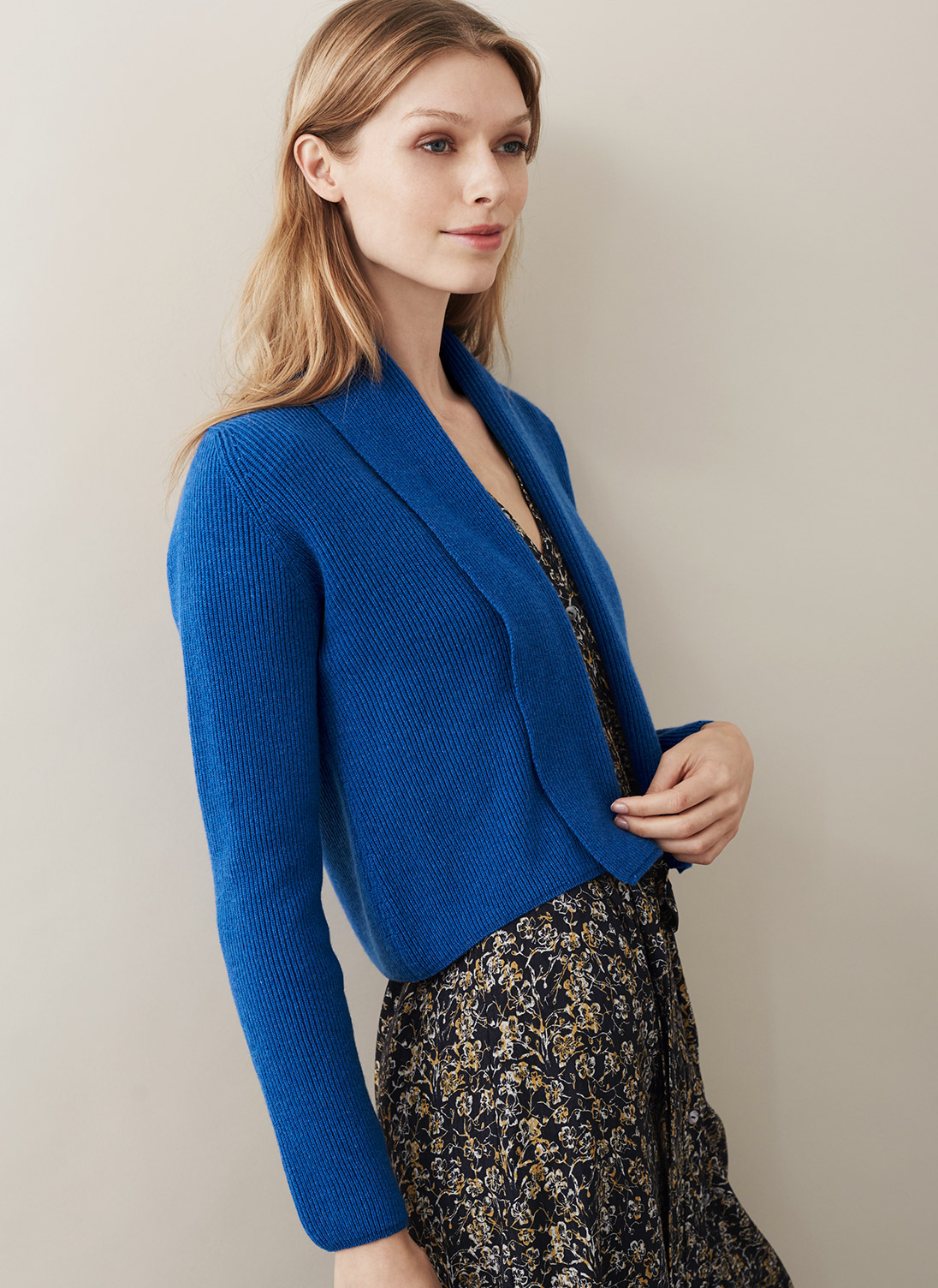 Cashmere Ribbed Jacket Electric Blue