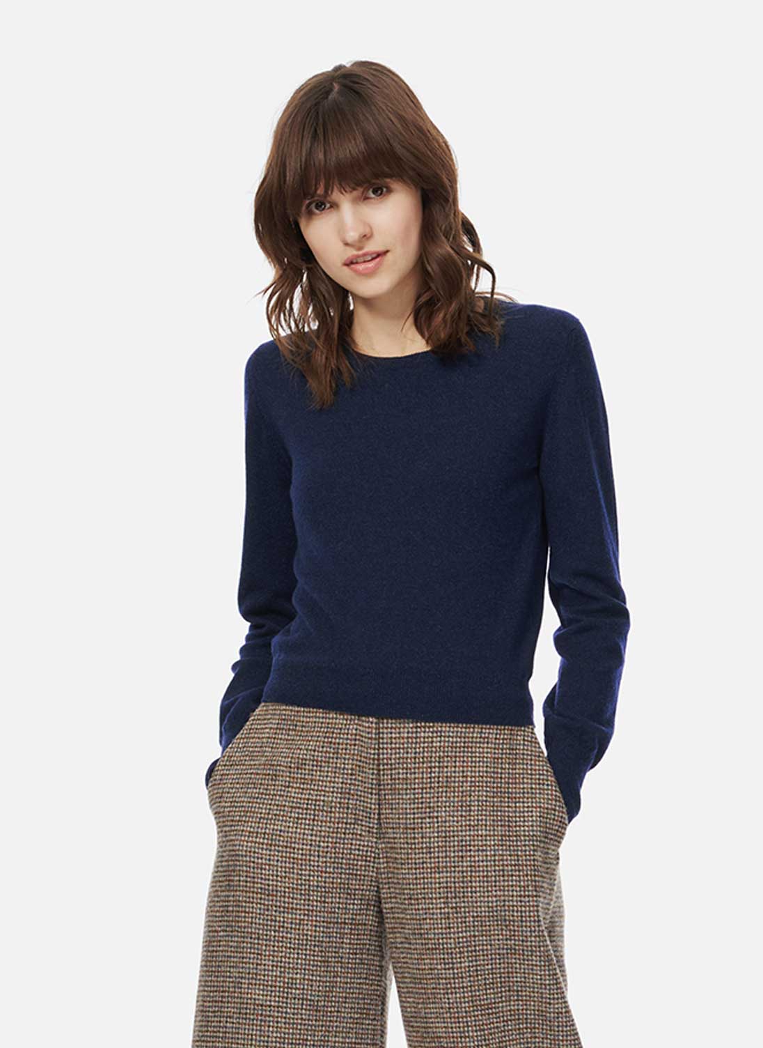 Cashmere Cropped Jumper French Navy