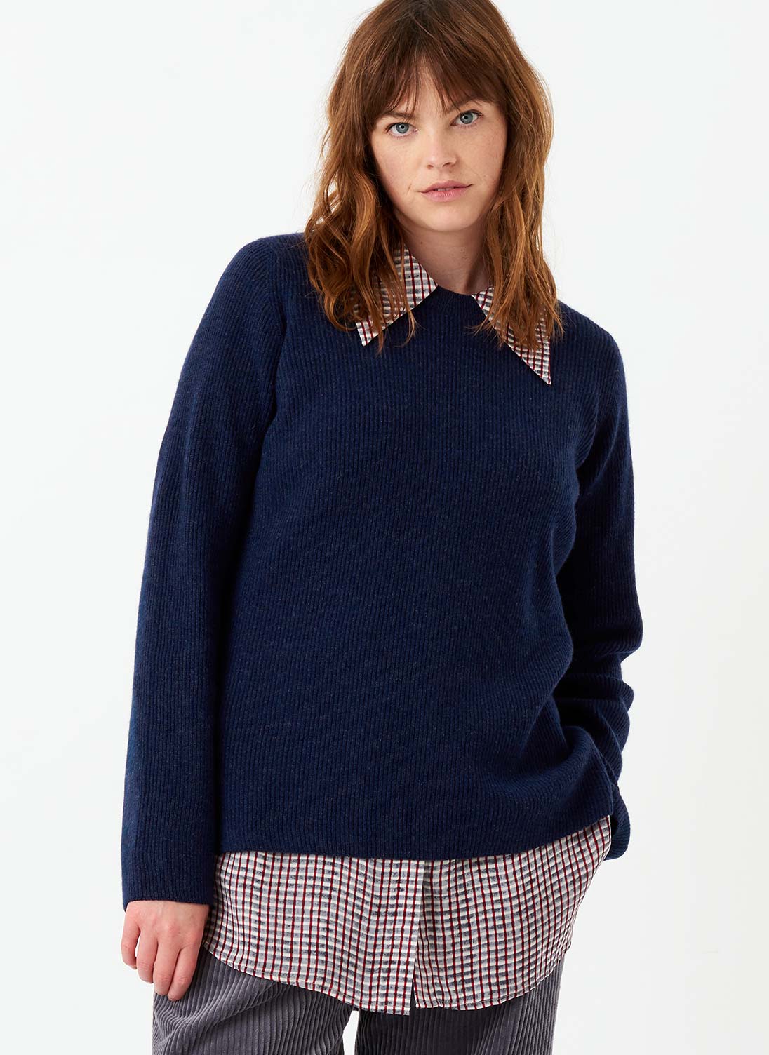 Cashmere Ribbed Jumper French Navy